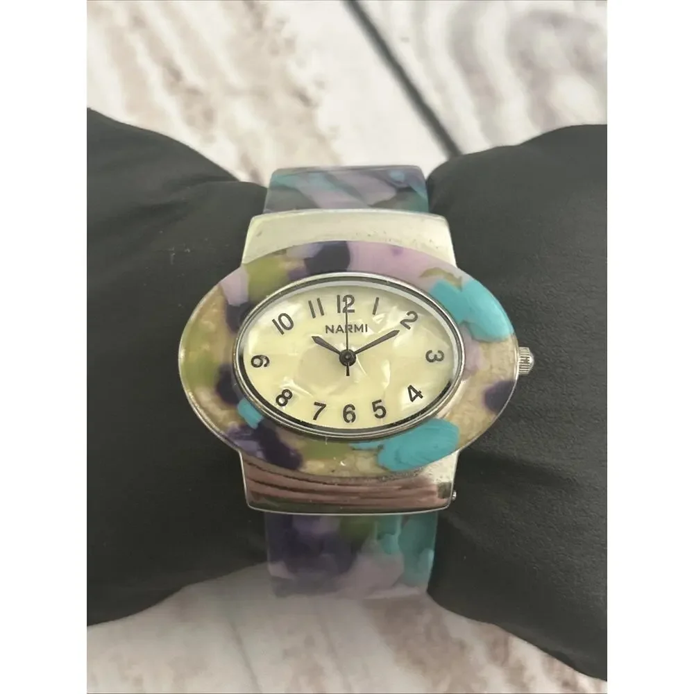 Narmi Multicolored Bezel And Band Women’s Cuff Watch